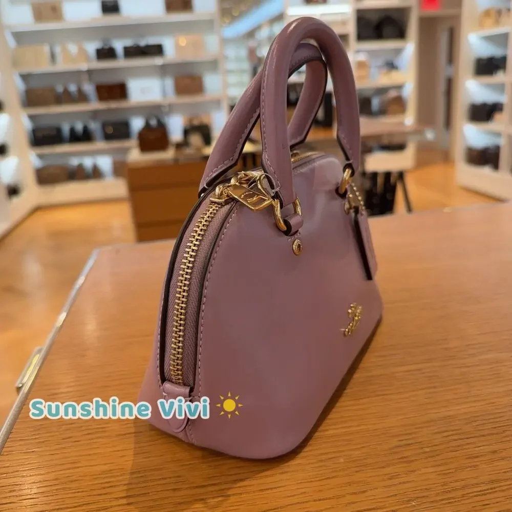 NWT Coach Lala Mini Satchel Bag CEA01 Shiny nappa leather IM/LILAC